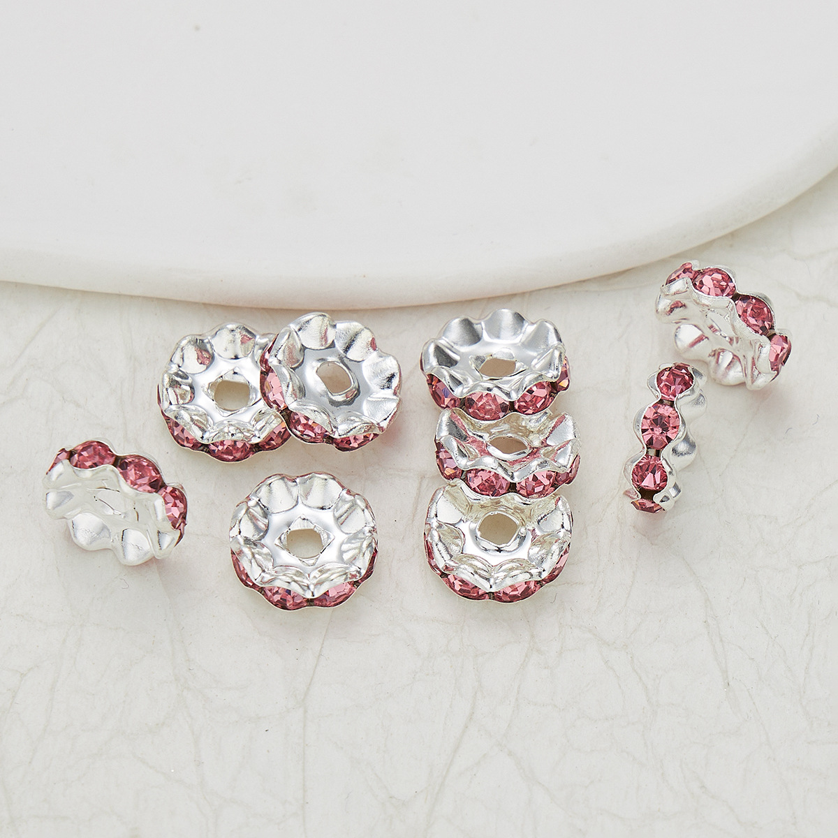 100pcs Rhinestone Wavy Spacers