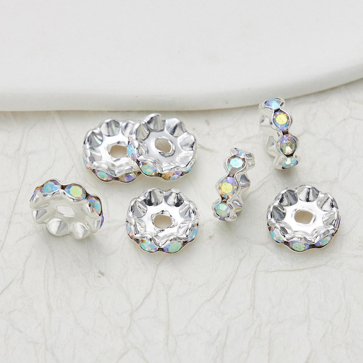 100pcs Rhinestone Wavy Spacers