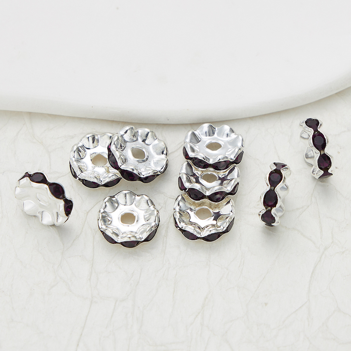 100pcs Rhinestone Wavy Spacers