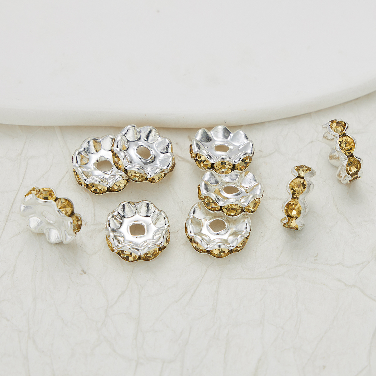 100pcs Rhinestone Wavy Spacers