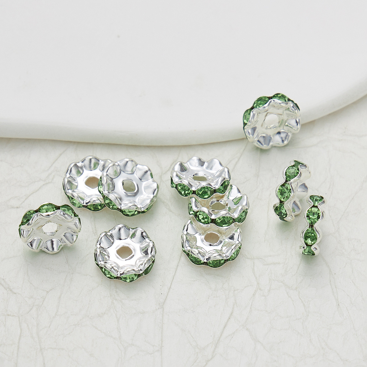 100pcs Rhinestone Wavy Spacers