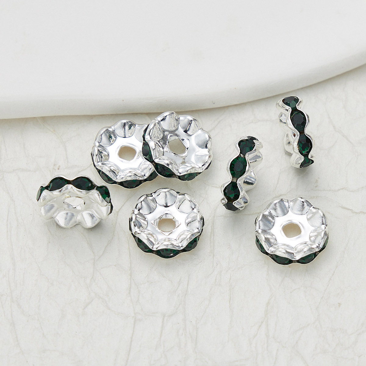 100pcs Rhinestone Wavy Spacers