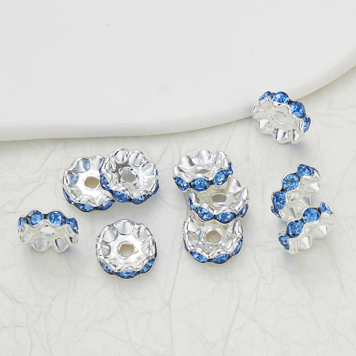 100pcs Rhinestone Wavy Spacers