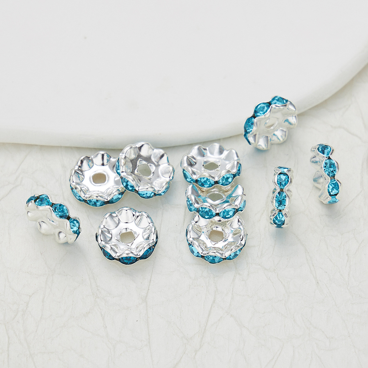 100pcs Rhinestone Wavy Spacers