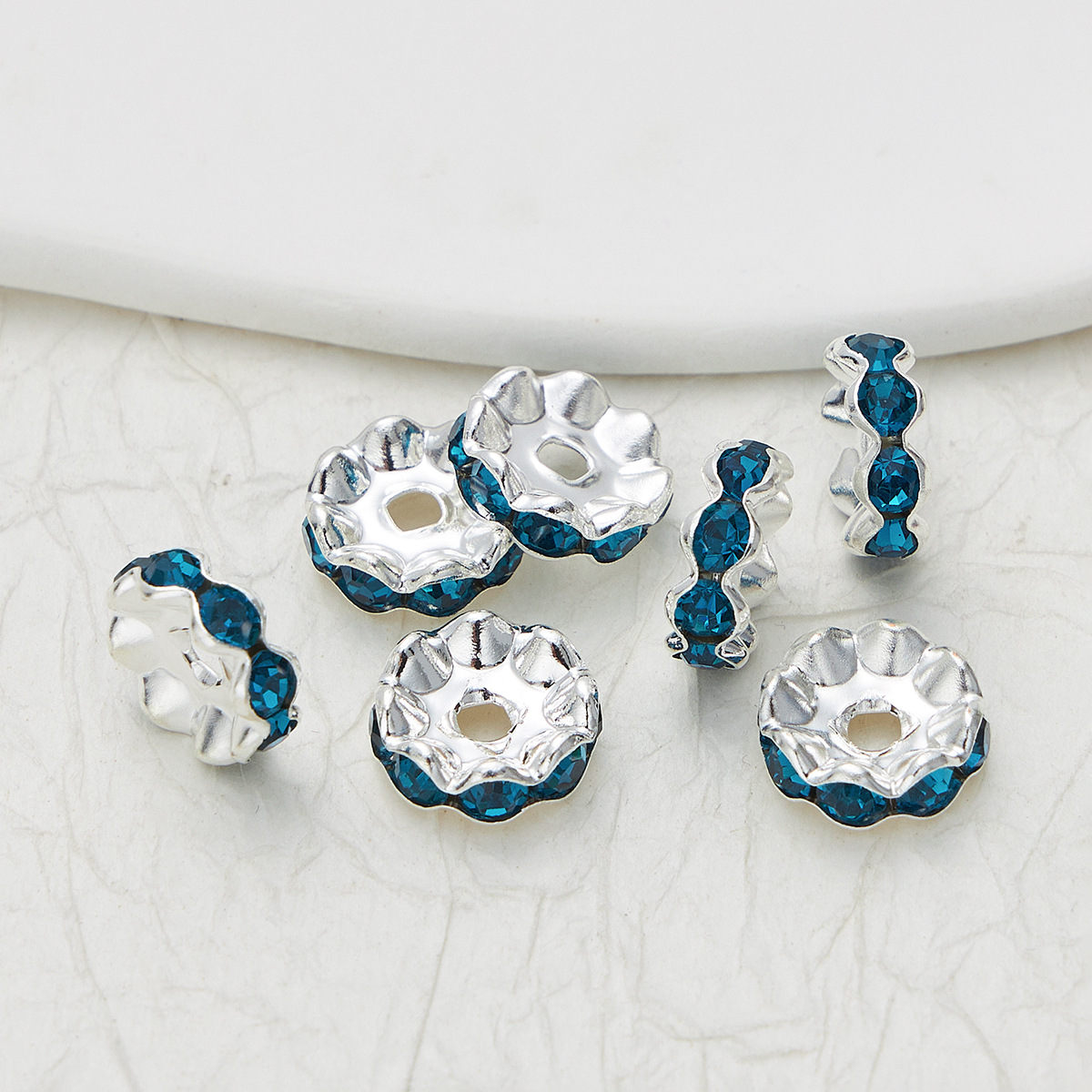 100pcs Rhinestone Wavy Spacers
