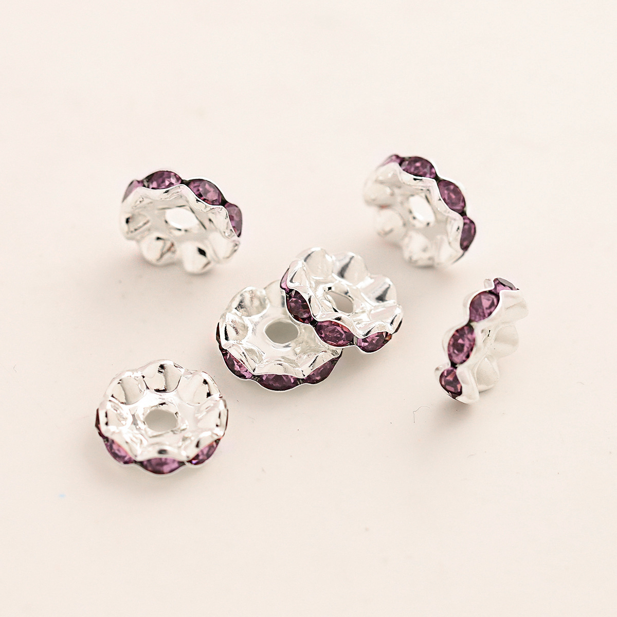 100pcs Rhinestone Wavy Spacers