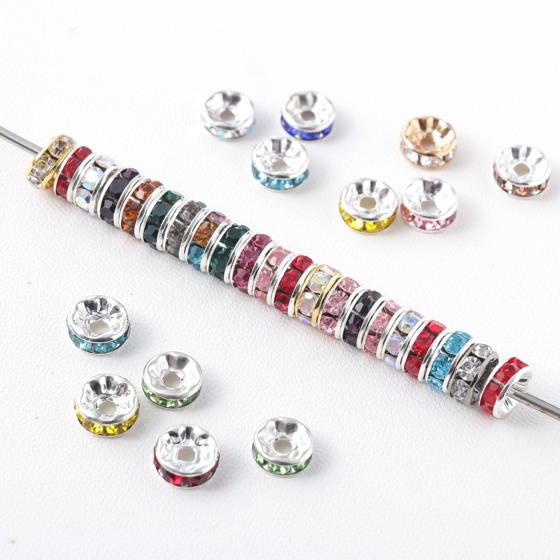 100pcs 10-12mm Rhinestone Spacers for DIY Beaded Items
