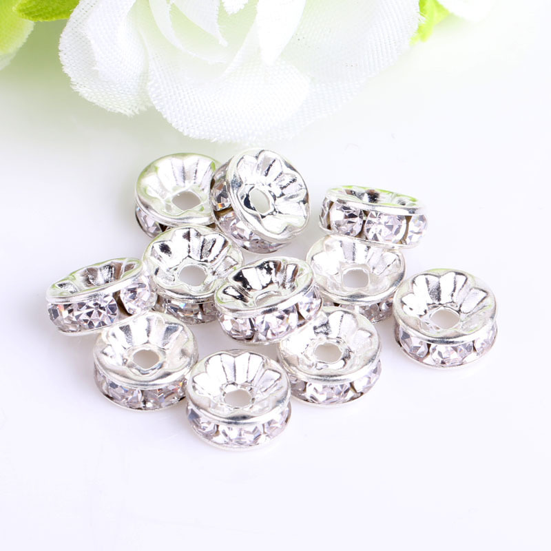 100pcs 10-12mm Rhinestone Spacers for DIY Beaded Items
