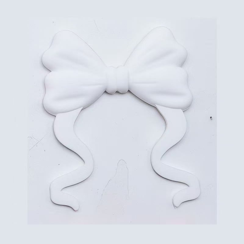 Large Silicone Bow Beads with Tail, 75mm for Keychains, Badge Reels and Pens