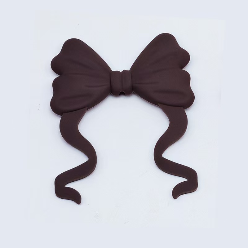Large Silicone Bow Beads with Tail, 75mm for Keychains, Badge Reels and Pens