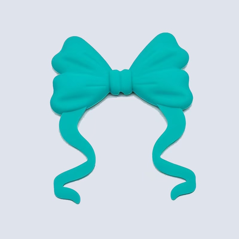 Large Silicone Bow Beads with Tail, 75mm for Keychains, Badge Reels and Pens