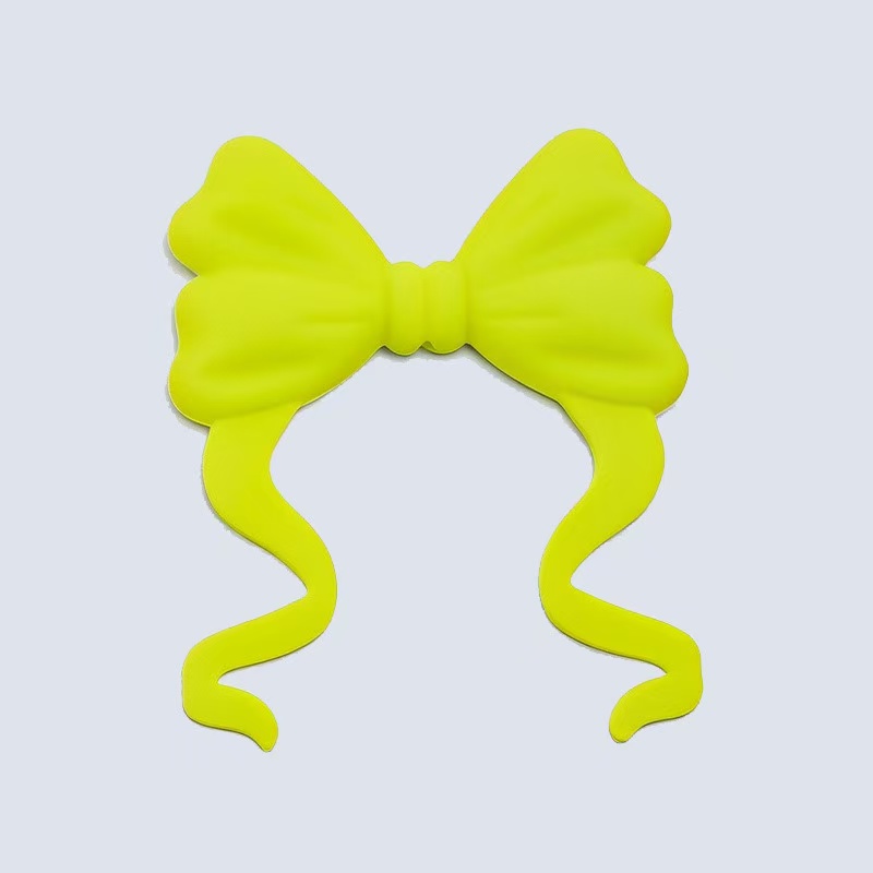 Large Silicone Bow Beads with Tail, 75mm for Keychains, Badge Reels and Pens