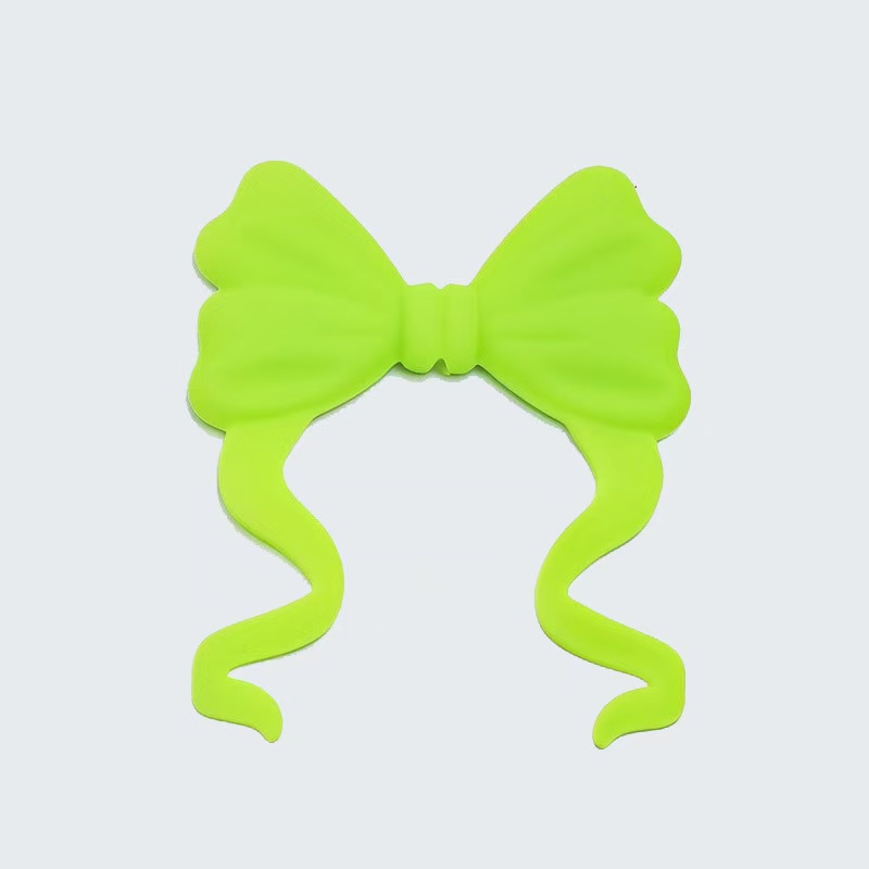 Large Silicone Bow Beads with Tail, 75mm for Keychains, Badge Reels and Pens