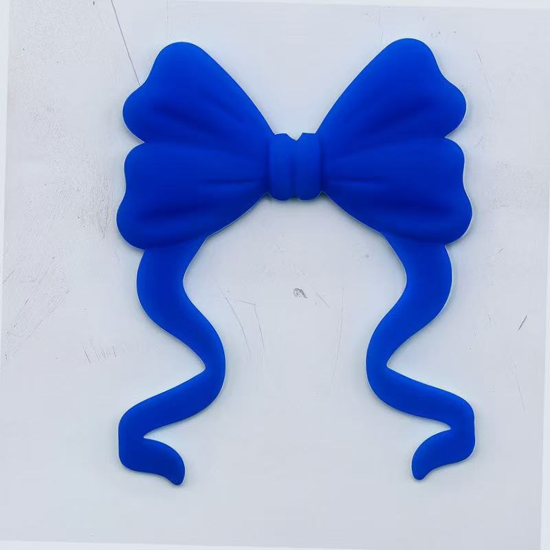 Large Silicone Bow Beads with Tail, 75mm for Keychains, Badge Reels and Pens