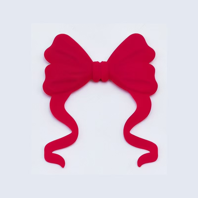 Large Silicone Bow Beads with Tail, 75mm for Keychains, Badge Reels and Pens