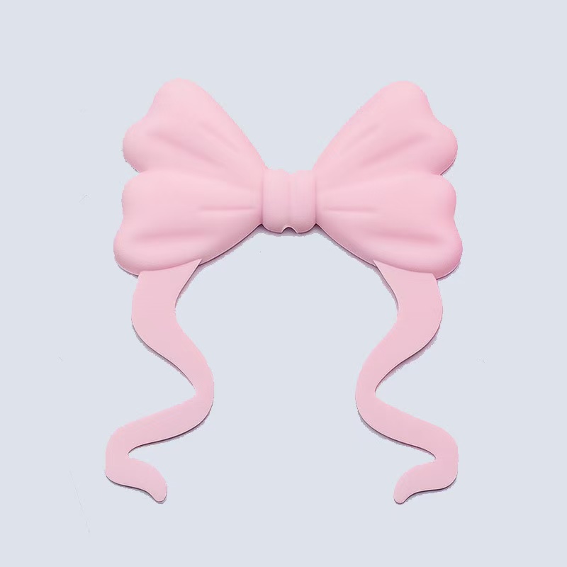 Large Silicone Bow Beads with Tail, 75mm for Keychains, Badge Reels and Pens