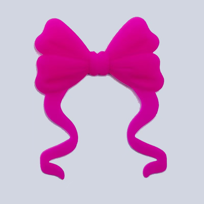 Large Silicone Bow Beads with Tail, 75mm for Keychains, Badge Reels and Pens