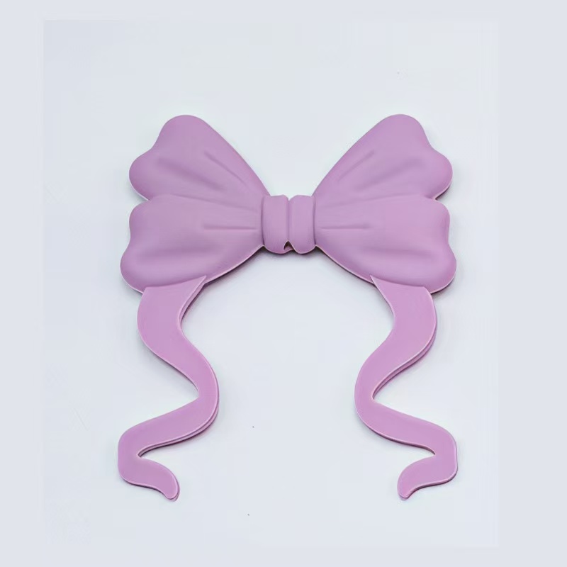 Large Silicone Bow Beads with Tail, 75mm for Keychains, Badge Reels and Pens