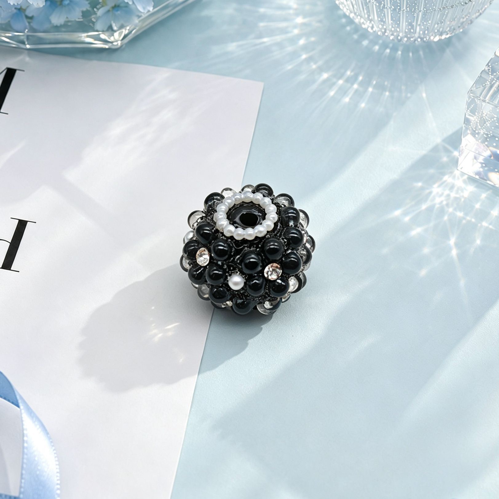 3D Rhinestone Bubble Flower Beads