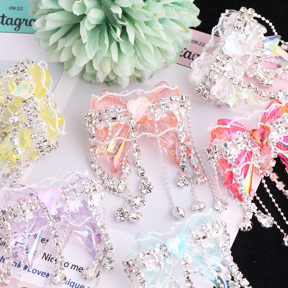 Bow Heart Tassel Beads