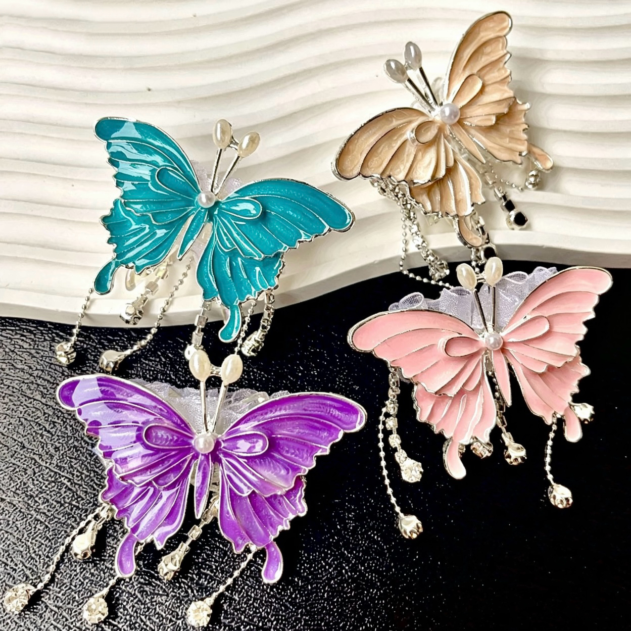 3D Butterfly Tassel Beads