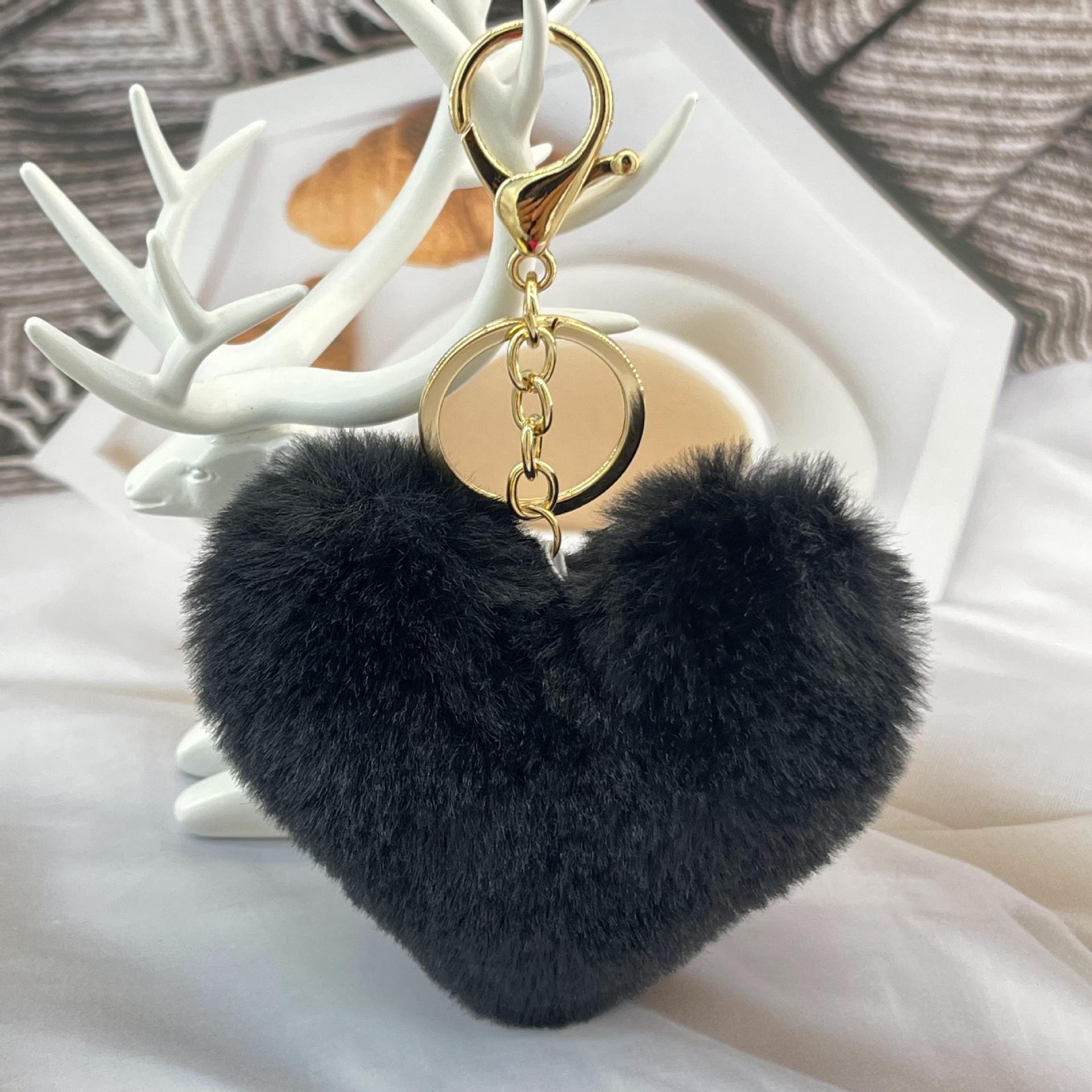 Plush Heart Keychain, DIY Charm, Heart Bag Pendant