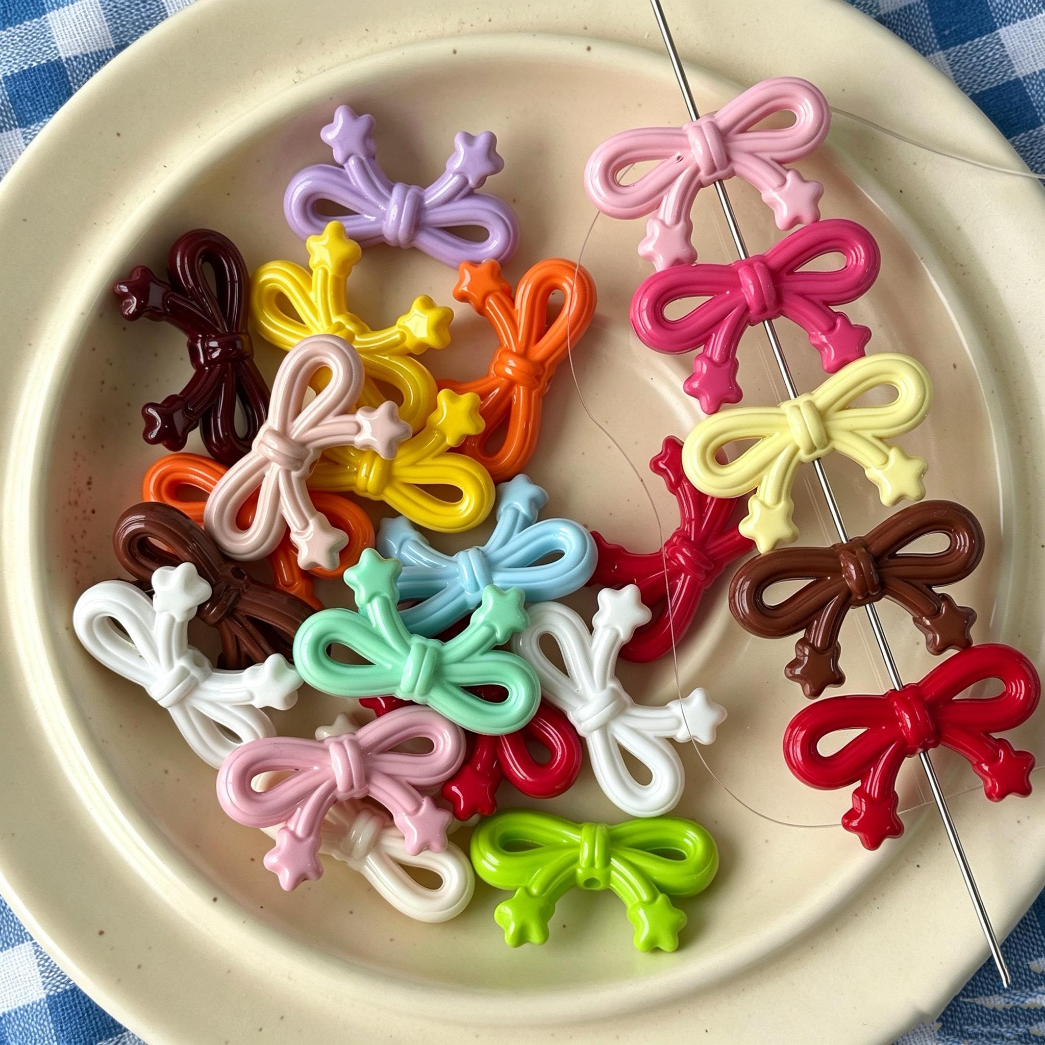  Acrylic Painted Bow Beads