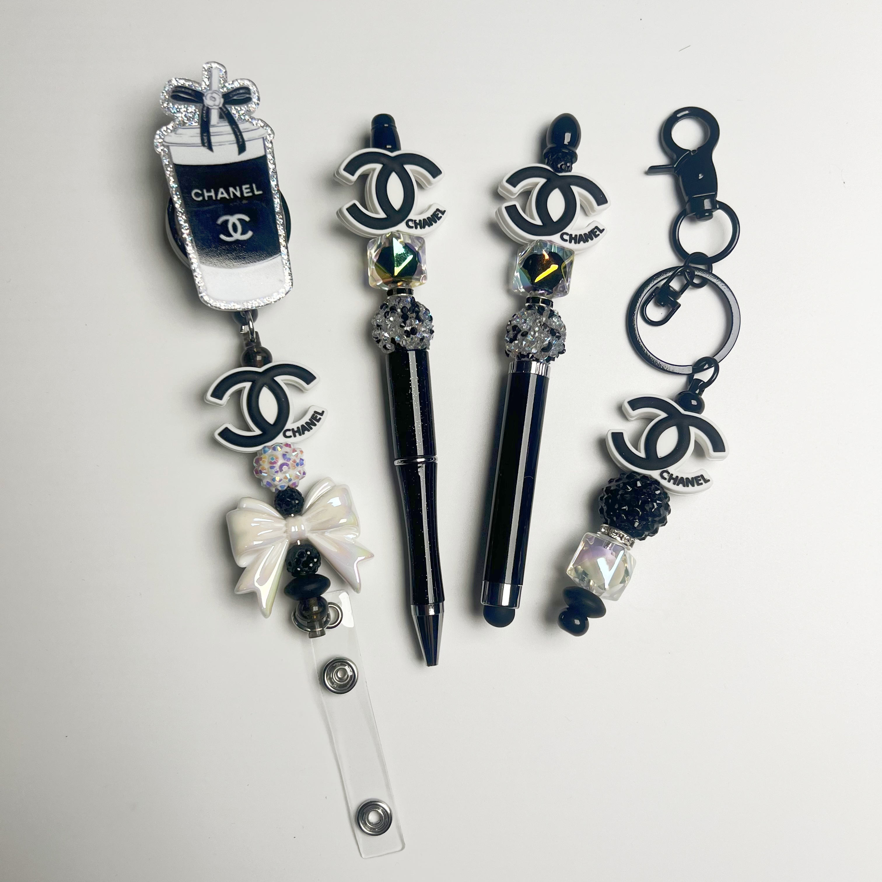 DIY set for beaded pen, stylus pen, keychain and badge reel