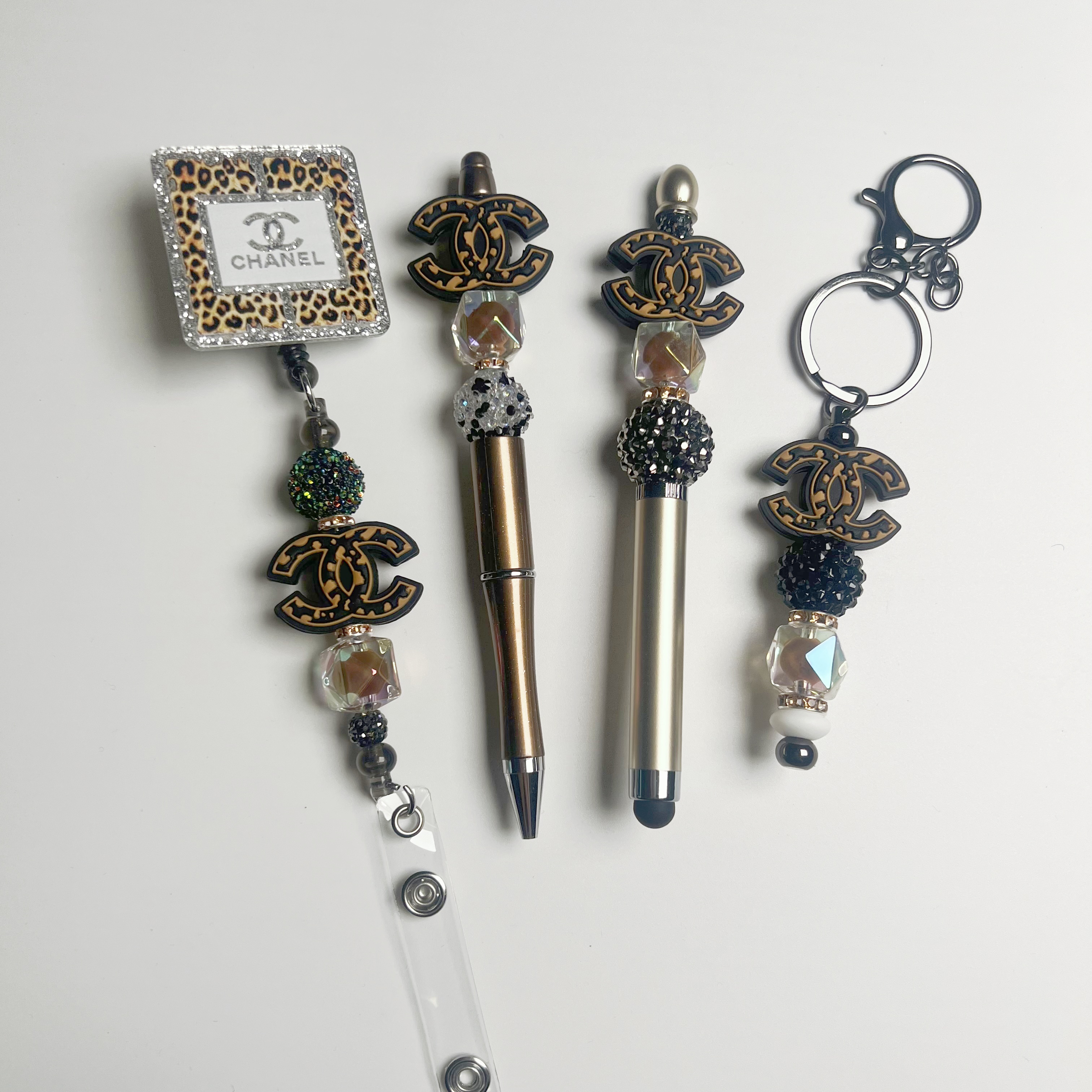 DIY set for beaded pen, stylus pen, keychain and badge reel