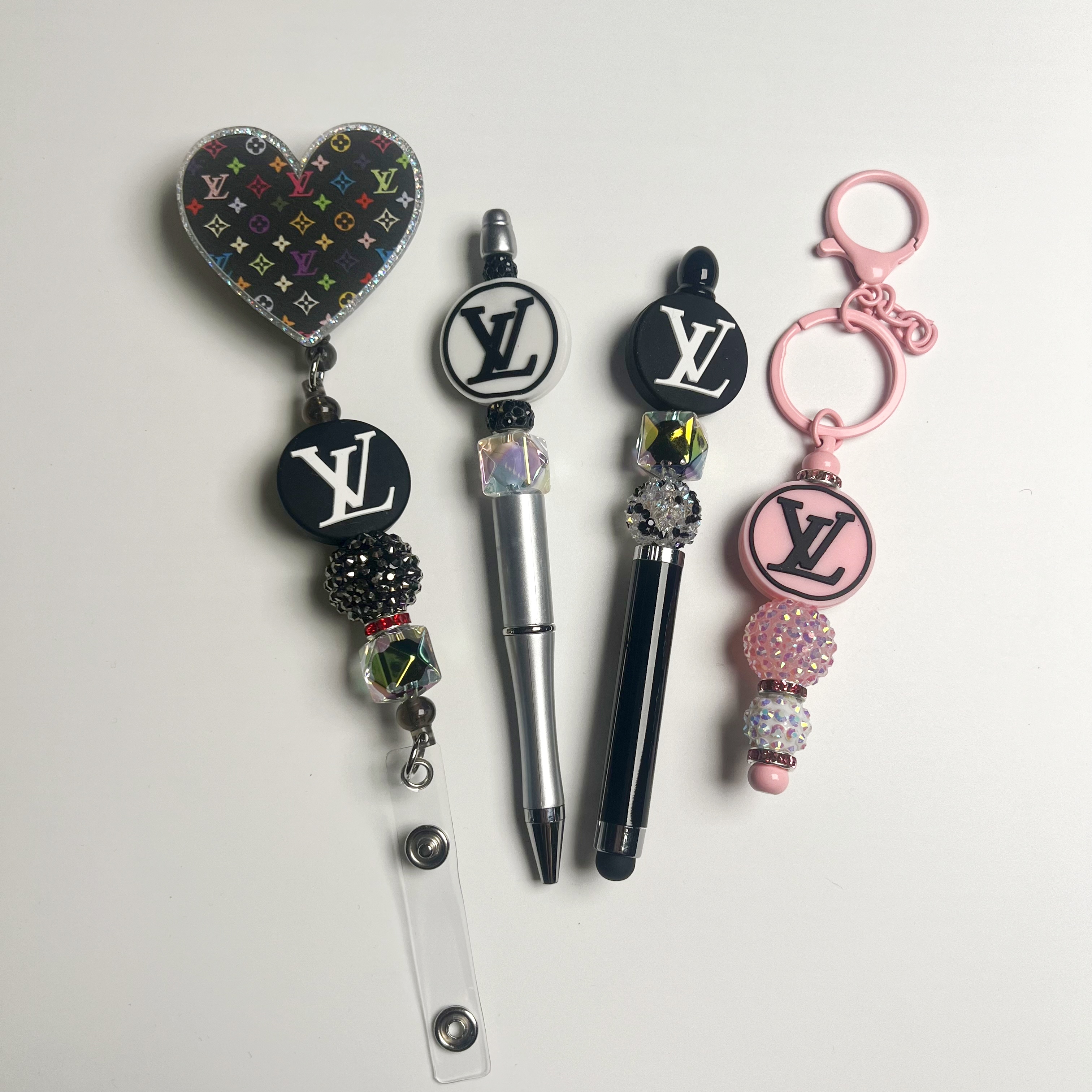 DIY set for beaded pen, stylus pen, keychain and badge reel