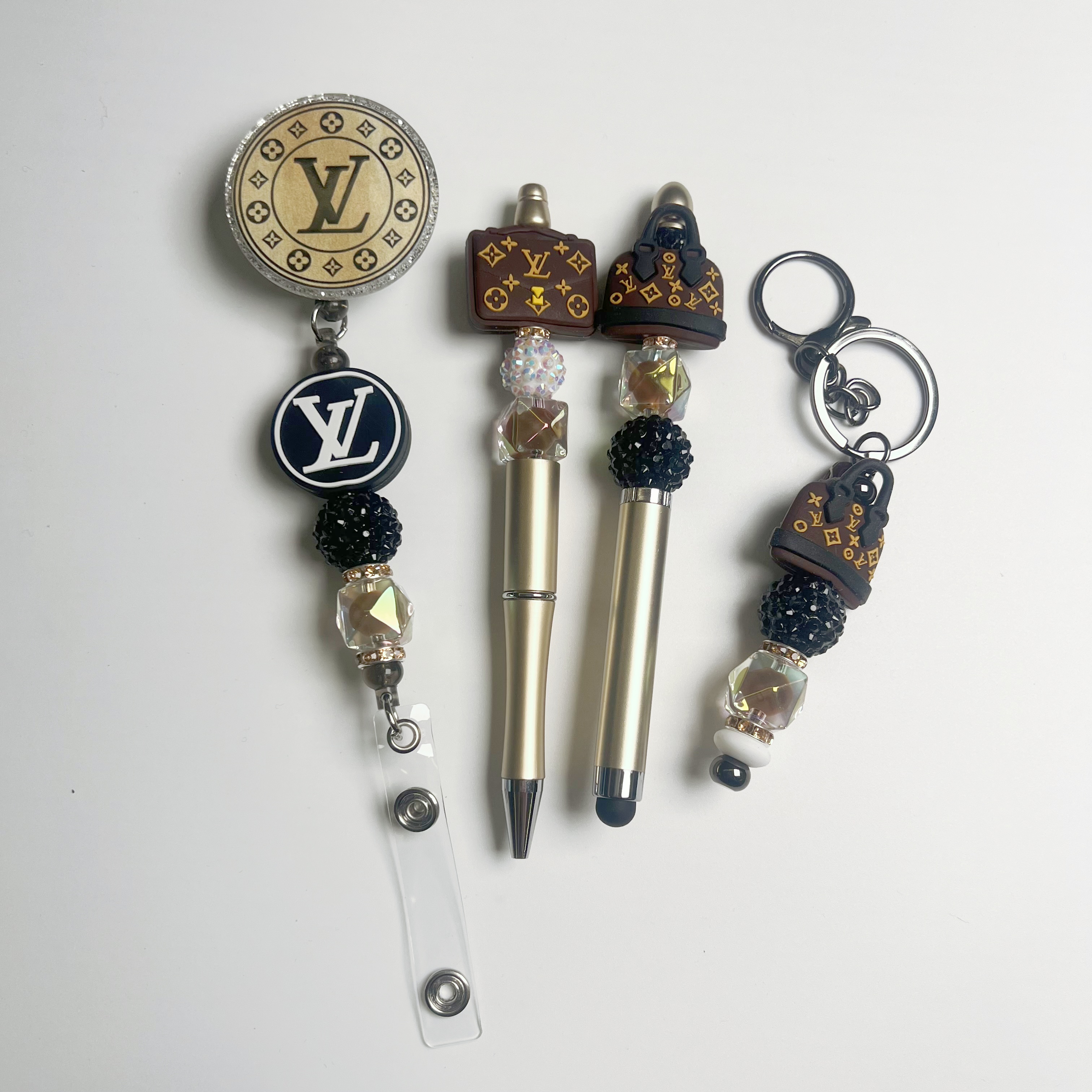 DIY set for beaded pen, stylus pen, keychain and badge reel