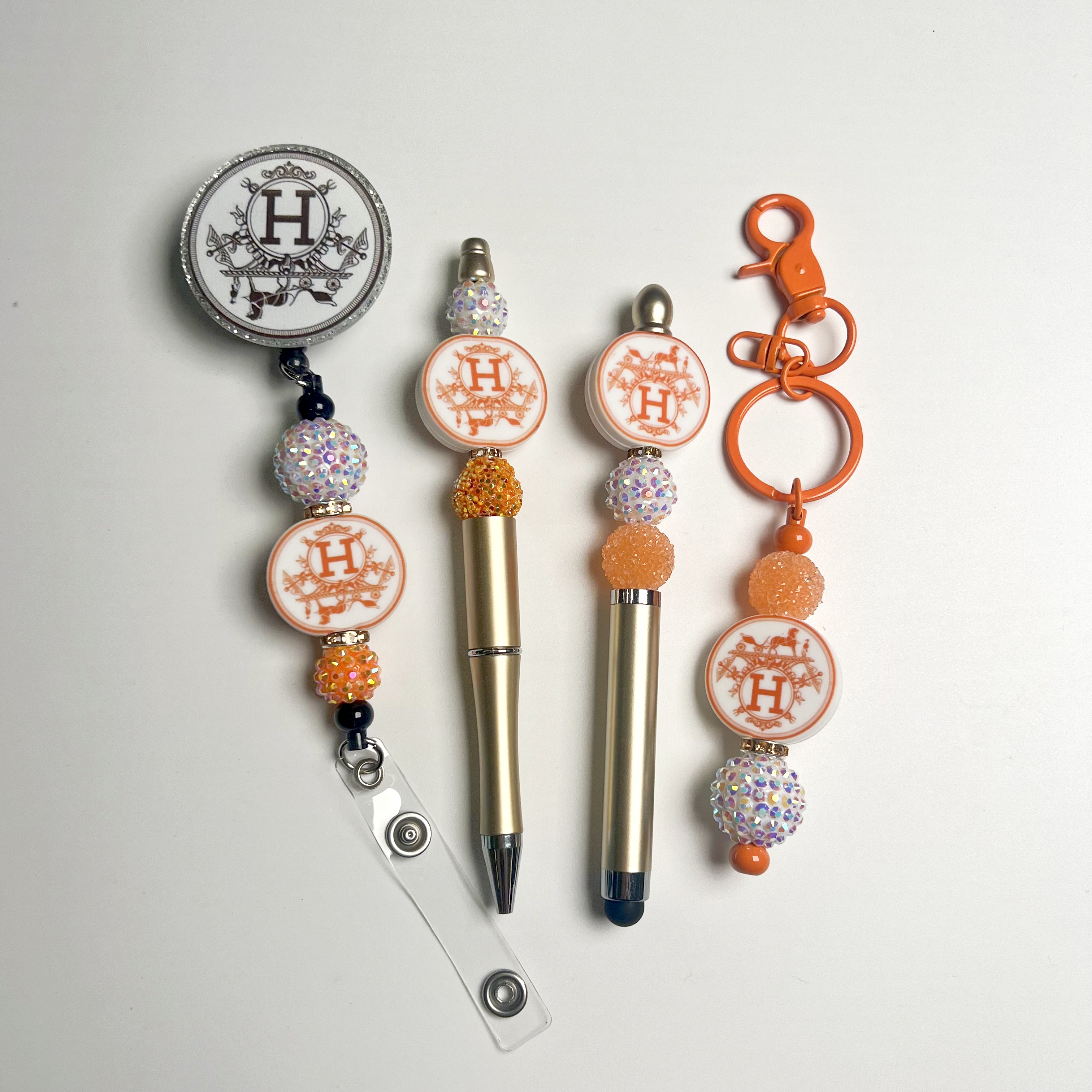 DIY set for beaded pen, stylus pen, keychain and badge reel