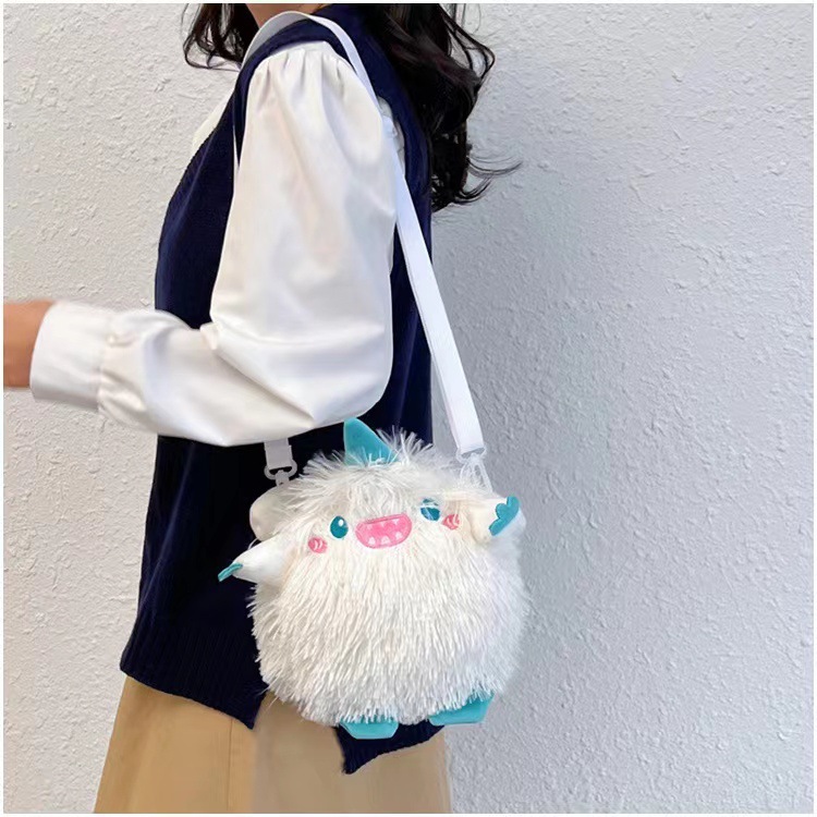 Kawaii Monsters Shoulder Bag, Plush Toy Faux Fur Cosplay purse, Cartoon Anime Shoulder Bag for Girls and Women