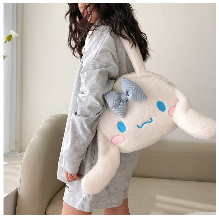 Cute Kuromi Cinnamoroll Melody Tote Handbag, Shoulder Bag with Plush Design