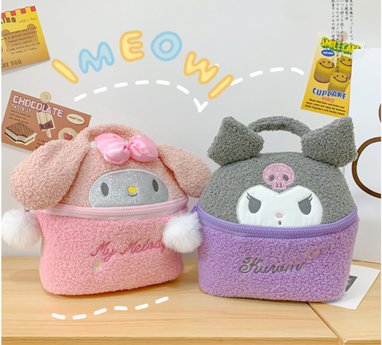 Cute Kuromi Melody Hello Kitty Portable Cosmetic Bag