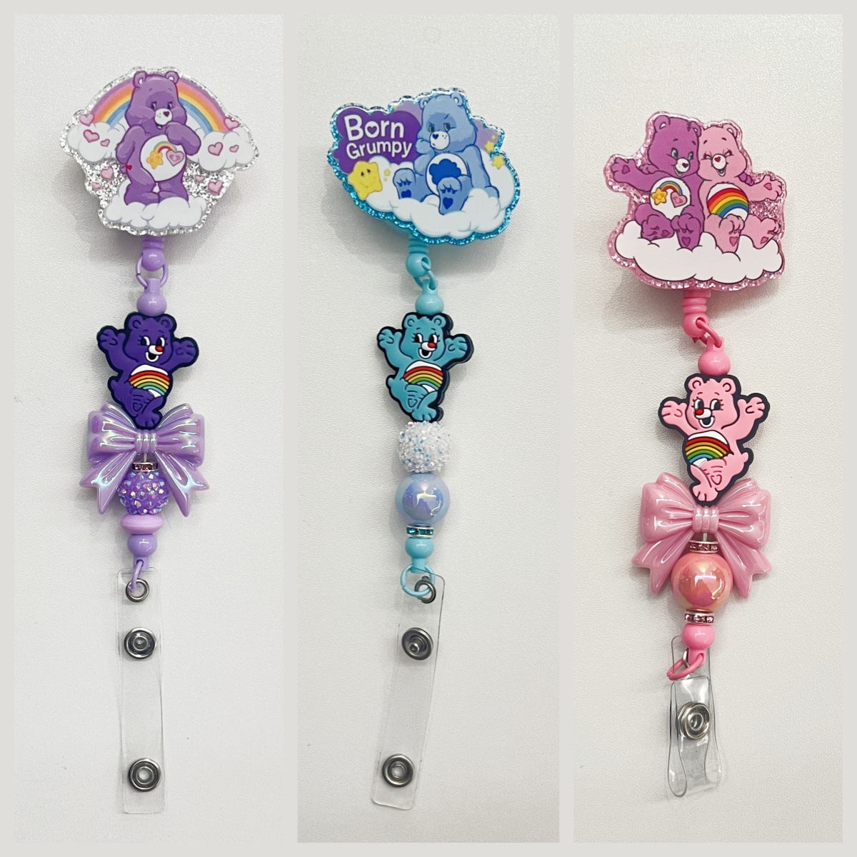 【Buy 9 get 1 free】Retractable Pink Glitter Badge Reel with Clip