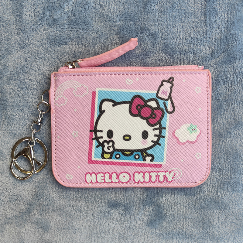 Cartoon Travel Small Top Zip Coin Pouch with ID Holder