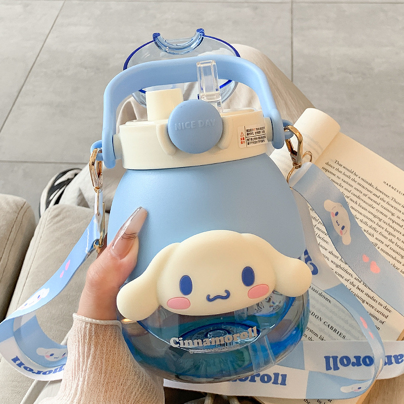 Cartoon Portable Water Bottle, 2 Drinking Ways (Straw & directly drinking Mouth), Leak Proof, BPA Free