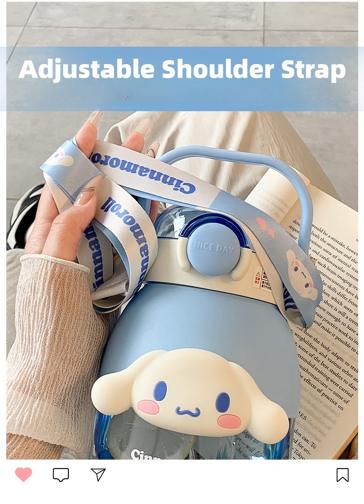 Cartoon Portable Water Bottle, 2 Drinking Ways (Straw & directly drinking Mouth), Leak Proof, BPA Free