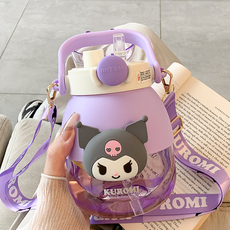 Cartoon Portable Water Bottle, 2 Drinking Ways (Straw & directly drinking Mouth), Leak Proof, BPA Free