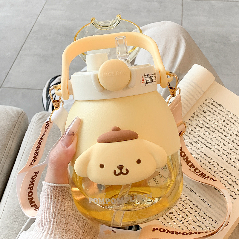 Cartoon Portable Water Bottle, 2 Drinking Ways (Straw & directly drinking Mouth), Leak Proof, BPA Free