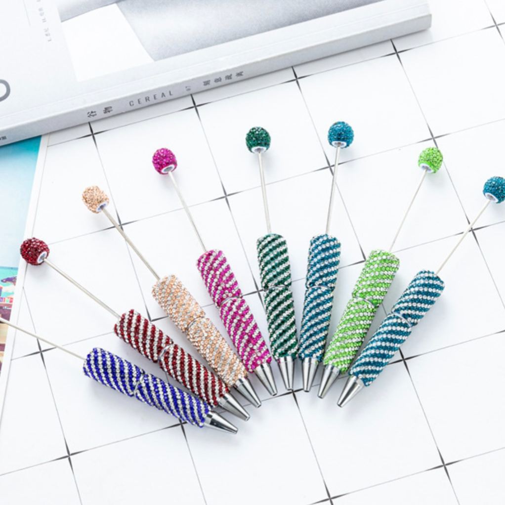  Striped Full Rhinestone Beadable Pen