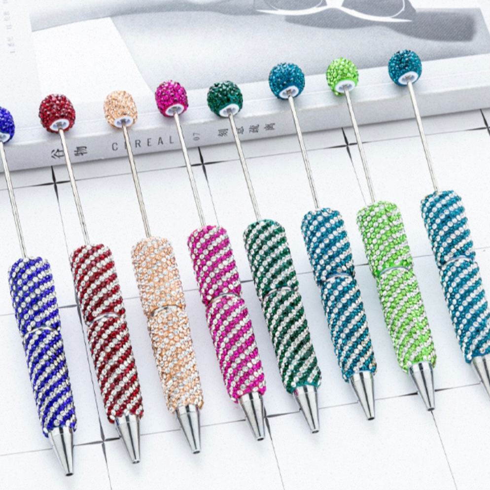 Striped Full Rhinestone Beadable Pen