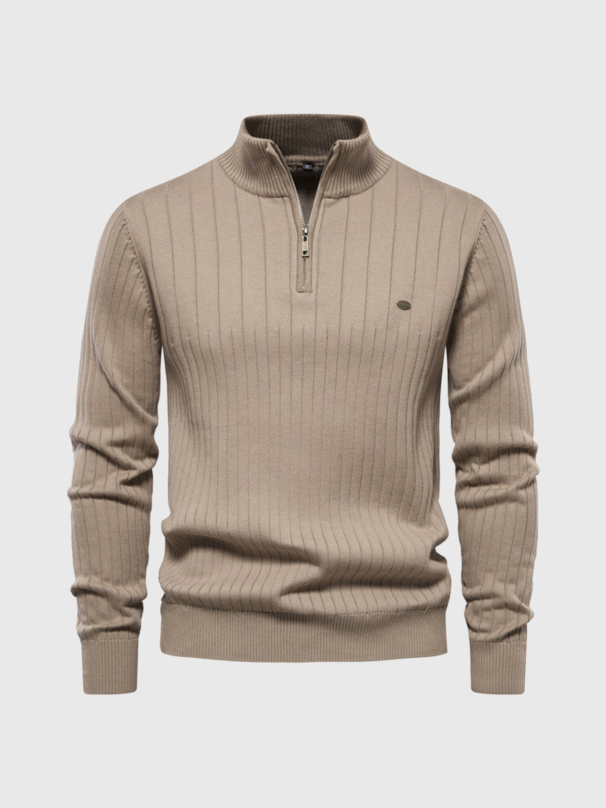 M's Mockneck 1/4 Zip Sweater Stripe