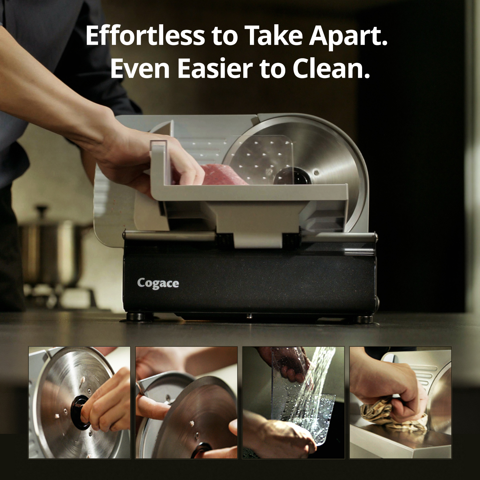 Powerful Deli Meat Slicer, 200W Electric Food Slicer with 3 Types of 7.5" Stainless Steel Blades, Adjustable Thickness 0-15mm, Meat Cheese Bread Vegetable Cutter for Home Use