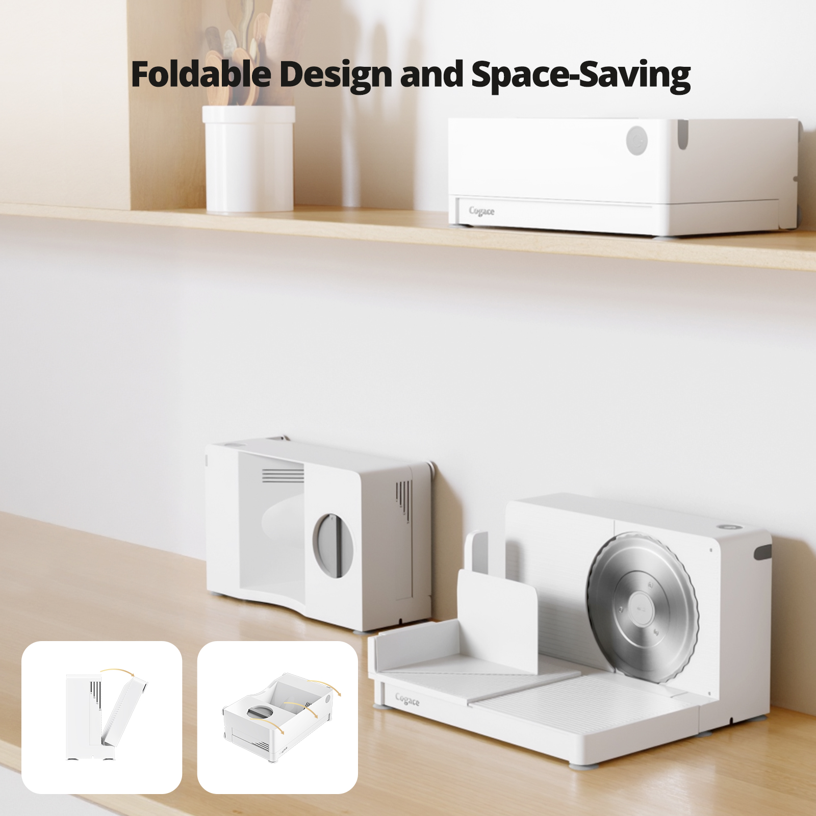 Foldable Meat Slicer, Electric Food Slicer with RSG 6.7" Stainless Steel Blade, Child Lock Protection, 0-20mm Adjustable Thickness, Food Slicer Machine for Meat Cheese Bread Fruits and Vegetables