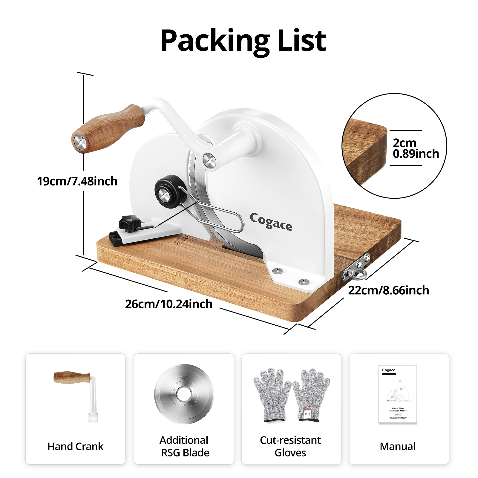 COGACE Master Manual Food Slicer with Dual RSG 6.7'' Blade