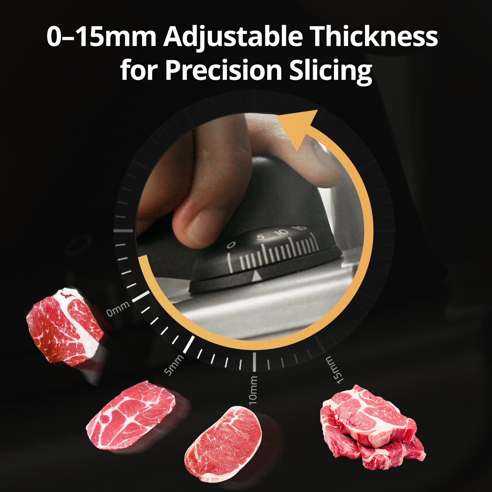 Powerful Deli Meat Slicer, 200W Electric Food Slicer with 3 Types of 7.5" Stainless Steel Blades, Adjustable Thickness 0-15mm, Meat Cheese Bread Vegetable Cutter for Home Use