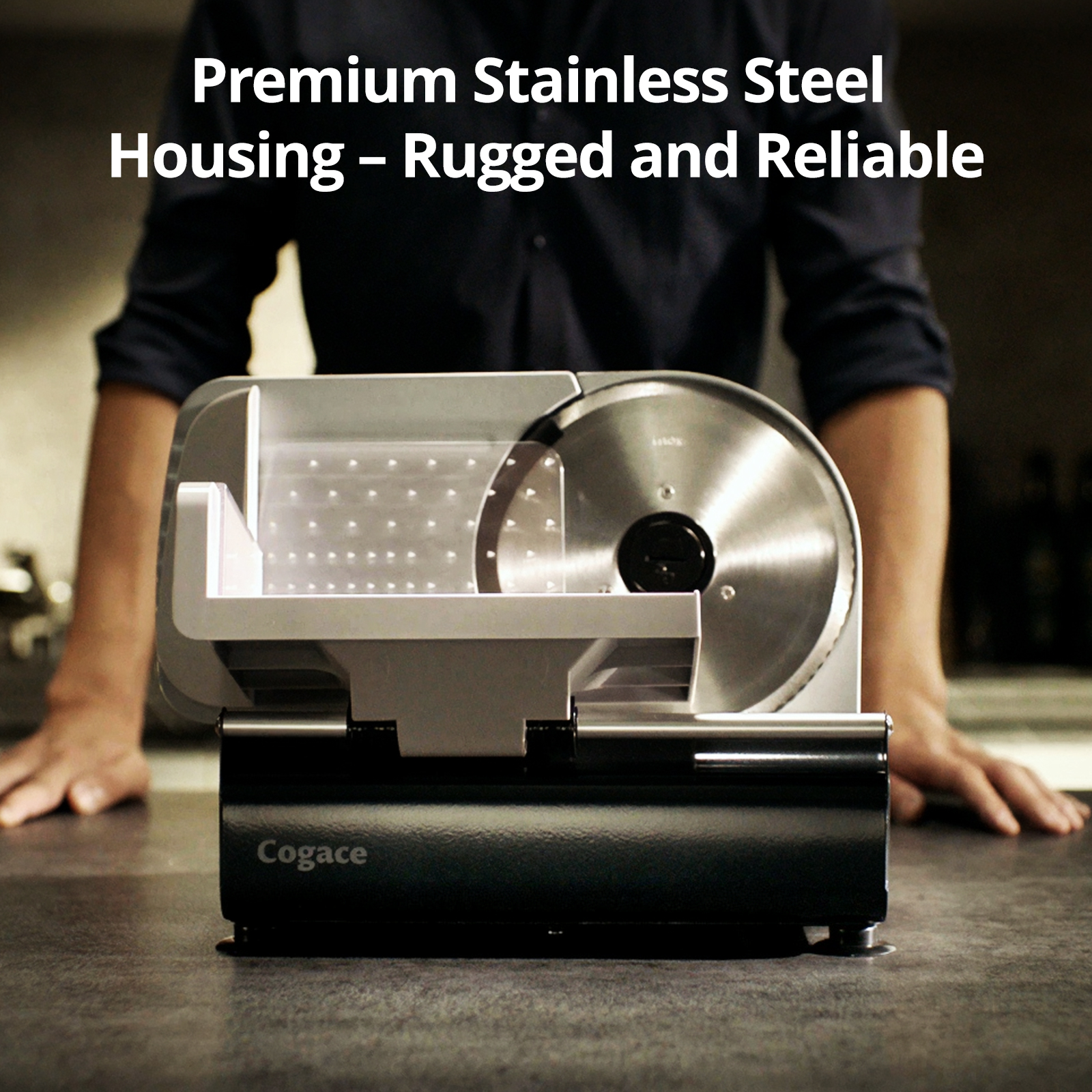 Powerful Deli Meat Slicer, 200W Electric Food Slicer with 3 Types of 7.5" Stainless Steel Blades, Adjustable Thickness 0-15mm, Meat Cheese Bread Vegetable Cutter for Home Use