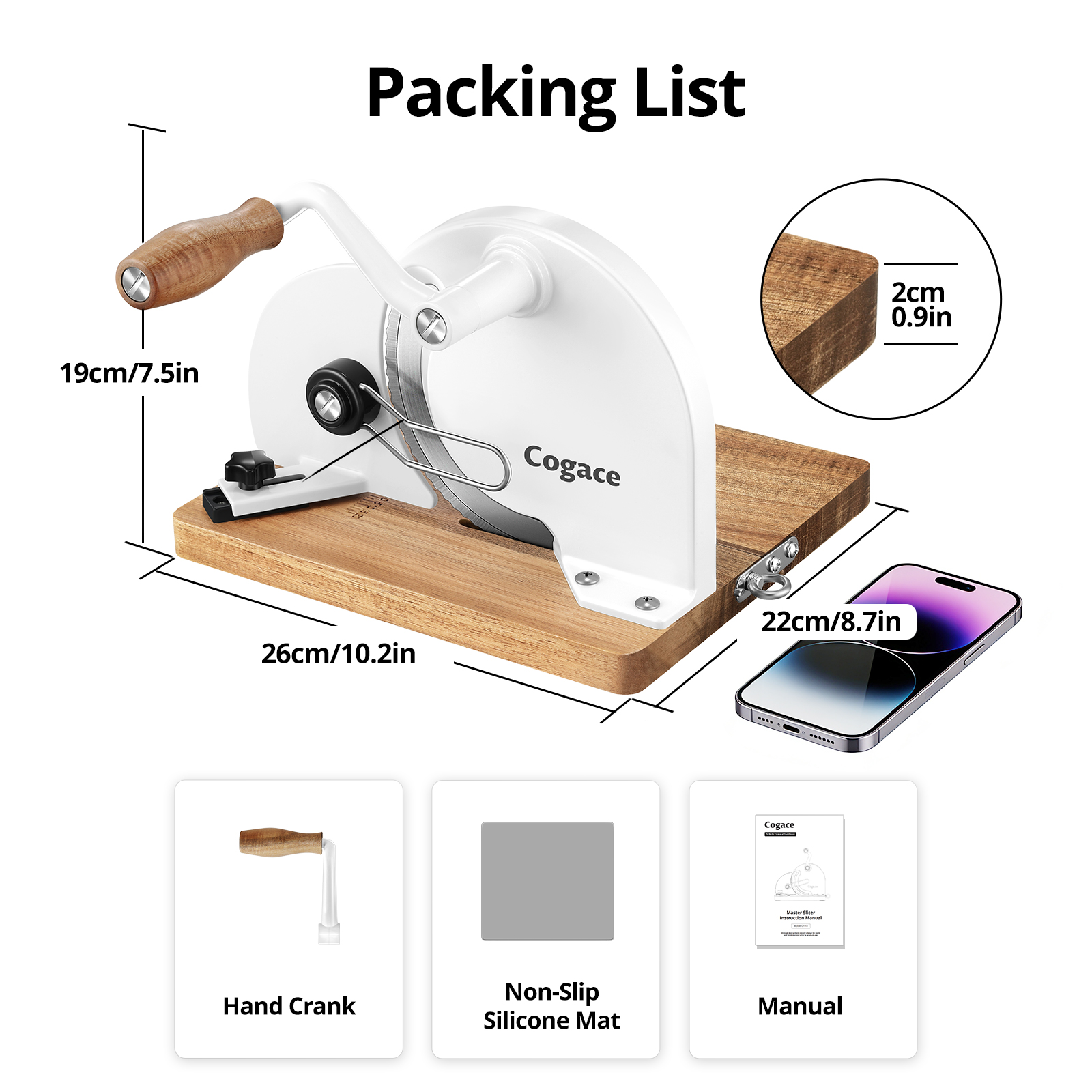 Cogace Master Manual Food Slicer with RSG 6.7'' Blade